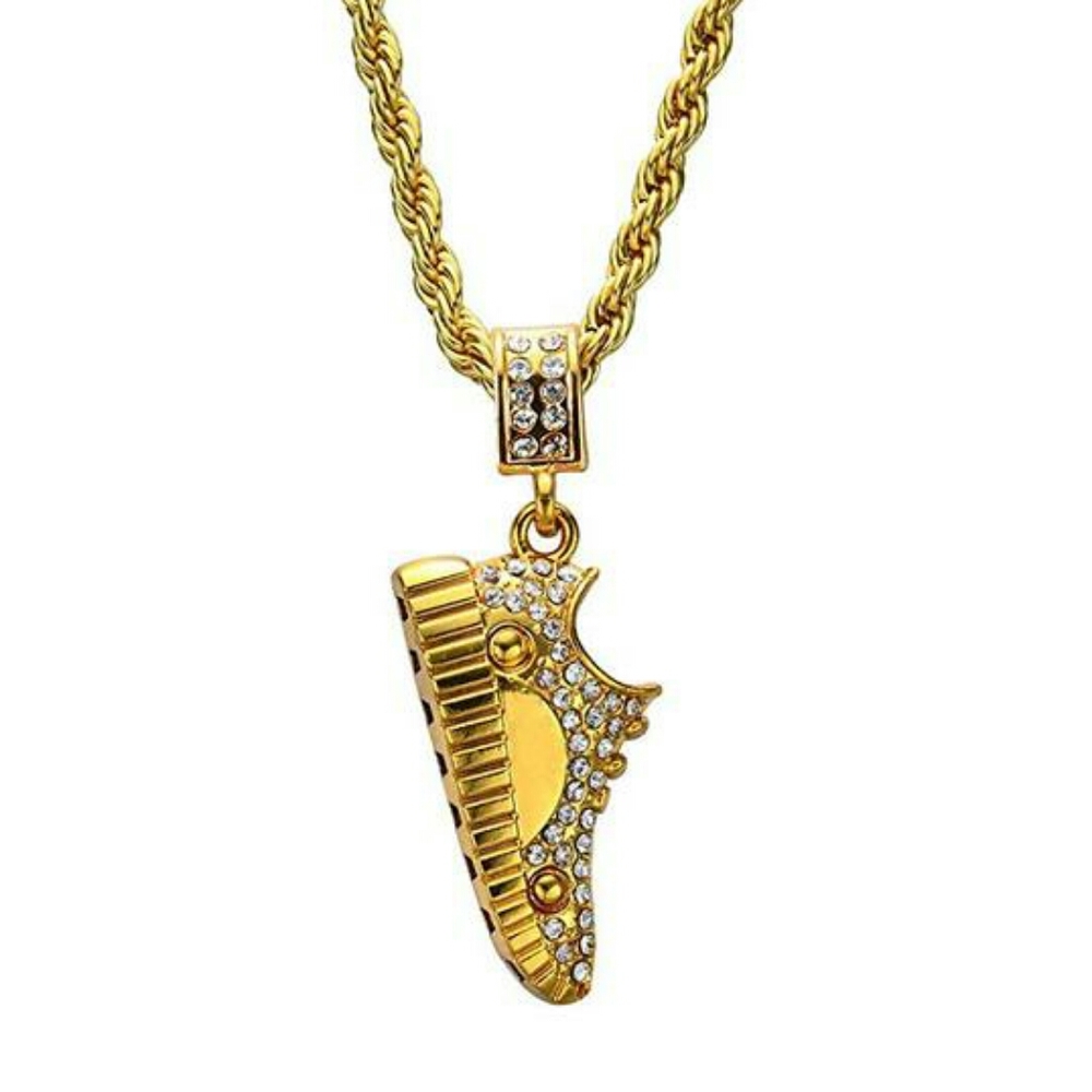 Shoe Chain Gold Diamond Necklace Shoes